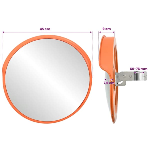 vidaXL Konvex trafikspegel PC-Plast 45 cm utomhusbruk orange Orange
