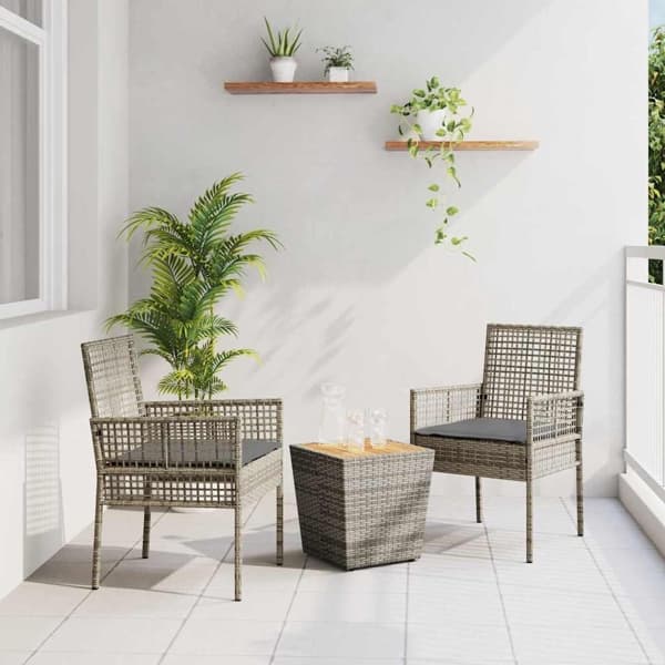 vidaXL Trädgårds Bistro Set 3 pcs Grå konstrotting Grå