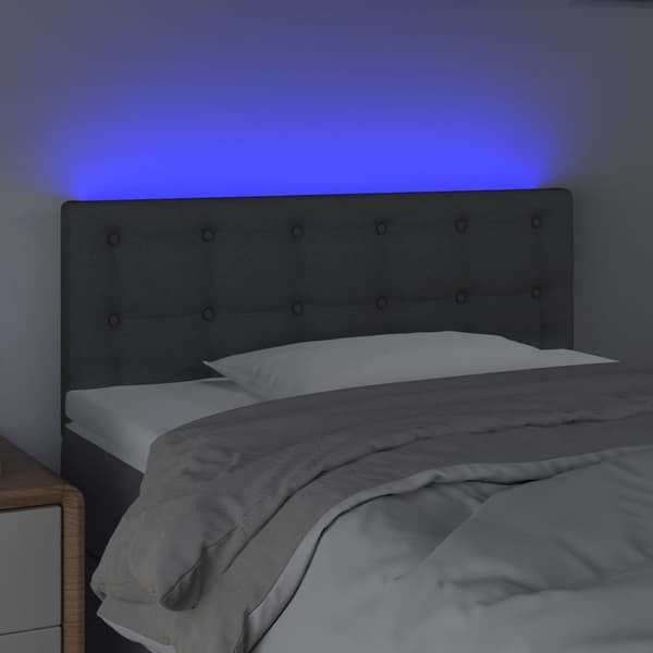 vidaXL Sänggavel LED mörkgrå 100x5x78/88 cm tyg Grå