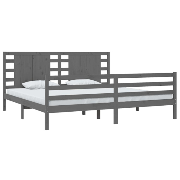 vidaXL Sängram grå massiv furu 200x200 cm Grå