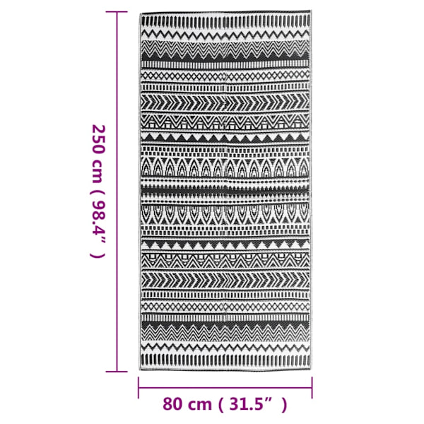 vidaXL Utomhusmatta ARAKIL svart 80x250 cm PP Svart