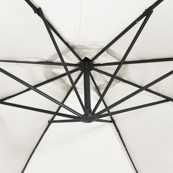 vidaXL Frihängande parasoll med LED metallstång 350 cm sand Beige