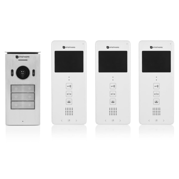 Smartwares Porttelefon med video för 3 lägenheter 20,5x8,6x2,1 c Vit