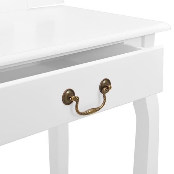 vidaXL Sminkbord med pall vit 65x36x128 cm kejsarträ MDF Vit