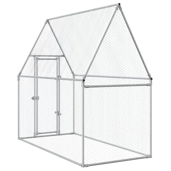 vidaXL Hönsbur silver 200x100x190 cm galvaniserat stål Silver