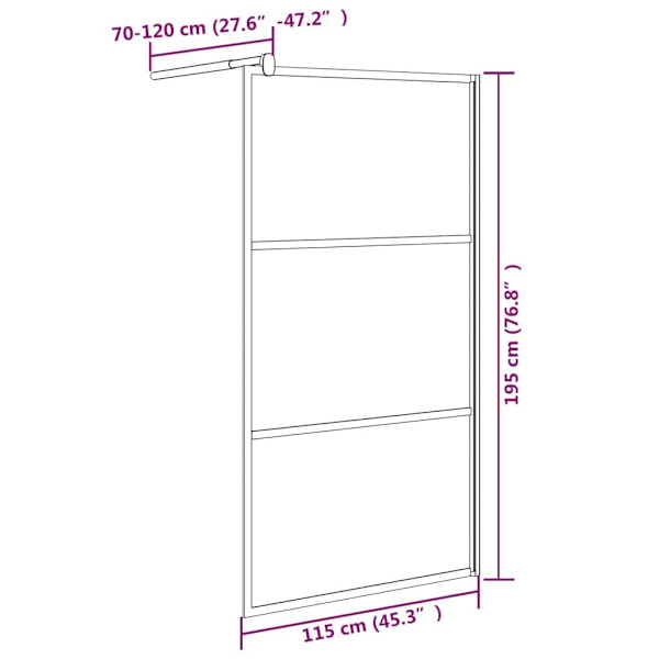 vidaXL Duschvägg 115x195cm ESG-glas med stendesign svart Svart