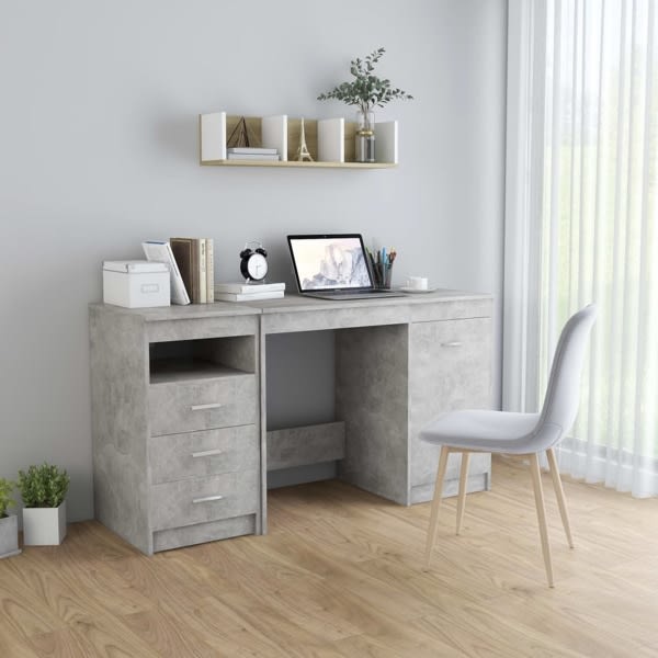 vidaXL Skrivbord betonggrå 140x50x76 cm konstruerat trä grå