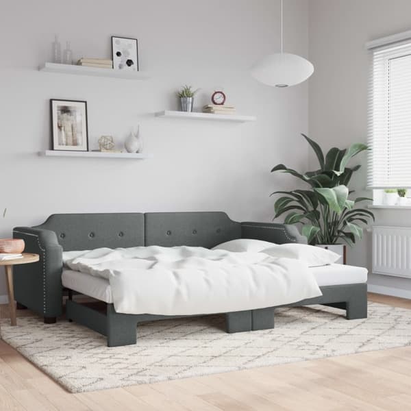 vidaXL Dagbädd utdragbar mörkgrå 90x190 cm tyg Grå