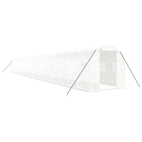 vidaXL Växthus med stålram vit 40 m² 20x2x2 m Vit
