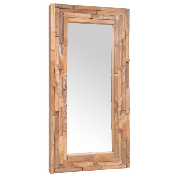 vidaXL Prydnadsspegel teak 120x60 cm rektangulär Brun