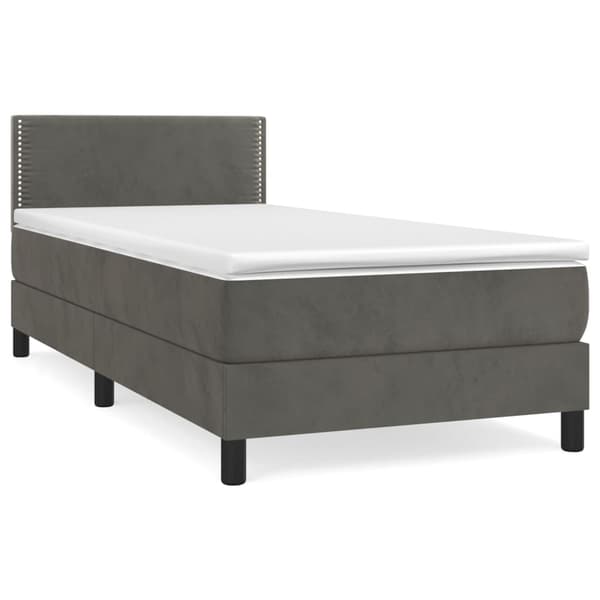 vidaXL Ramsäng med madrass mörkgrå 100x200 cm sammet Grå