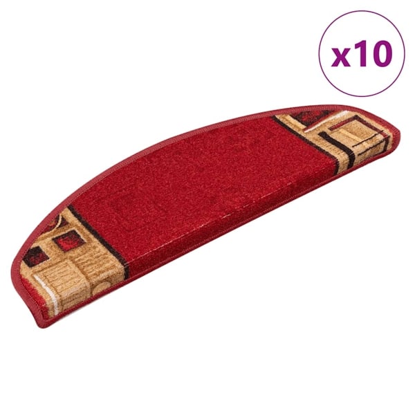 vidaXL Trappstegsmattor självhäftande 10 st 65x21x4 cm röd Röd