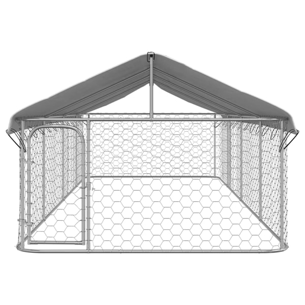 vidaXL Hundgård med tak för utomhusbruk 600x200x150 cm Silver