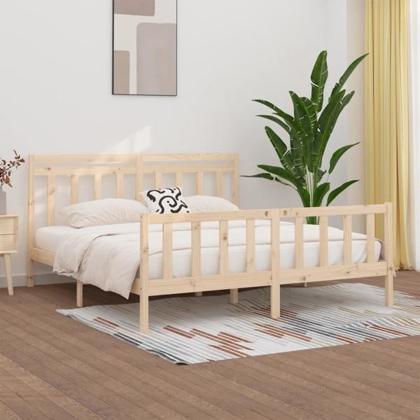 vidaXL Sängram massiv furu 180x200 cm Brun