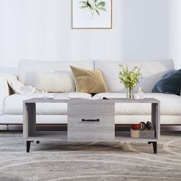 vidaXL Soffbord grå sonoma 102x50x40 cm konstruerat trä Grå