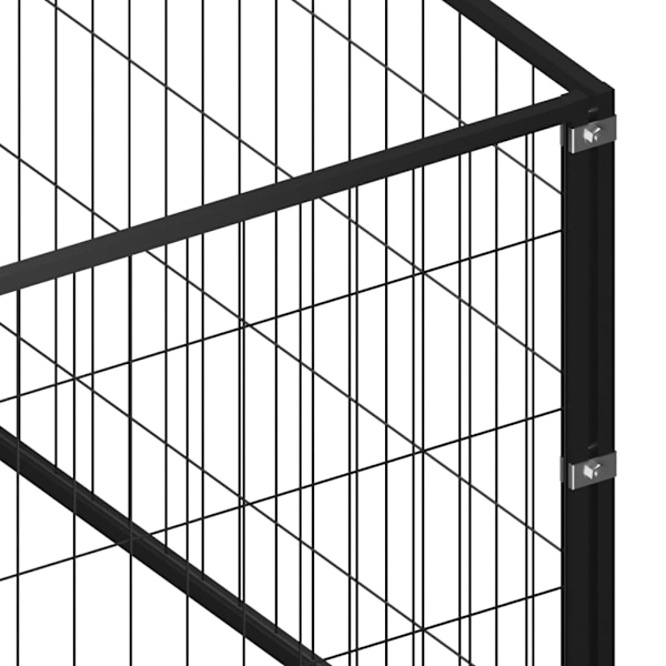 vidaXL Hundgård svart 6 m² stål Svart