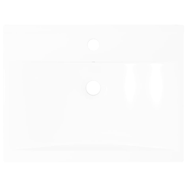 vidaXL Lyxigt keramisk fyrkantig handfat med kranhål vit 60 x 46 cm Vit