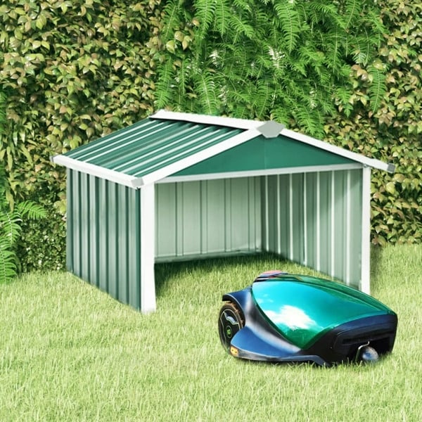 vidaXL Skjul för robotgräsklippare 92x97x63 cm galvaniserat stål grön Grön