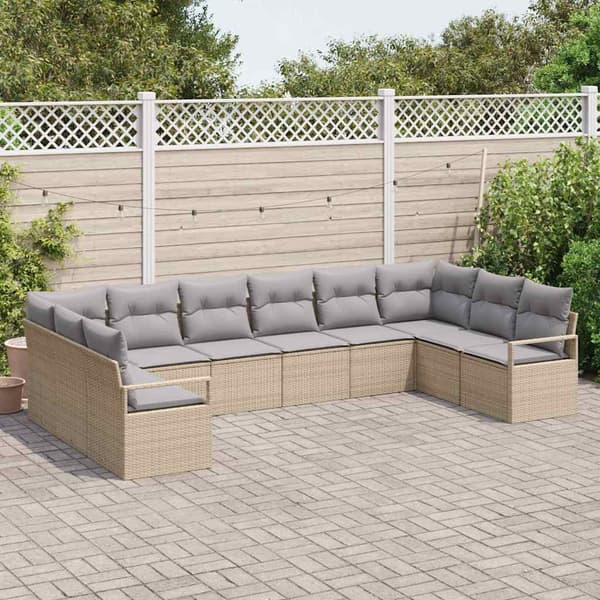 vidaXL Soffset 10 st Beige konstrotting Beige