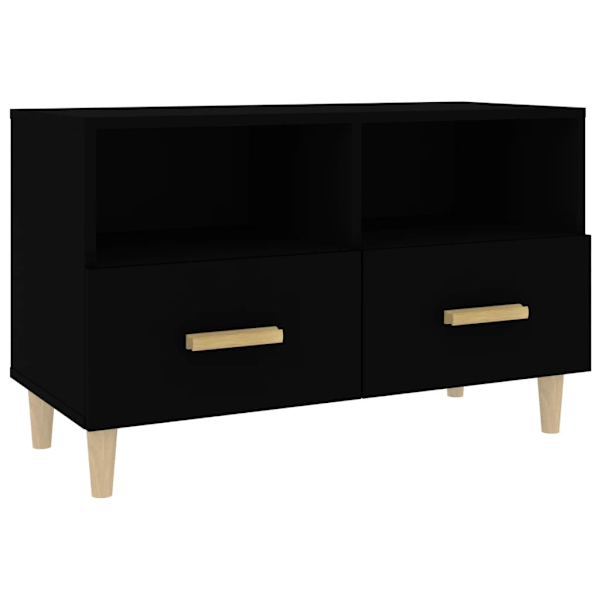 vidaXL Tv-bänk svart 80x36x50 cm konstruerat trä Svart