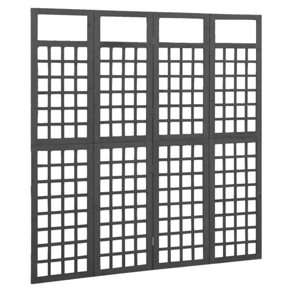 vidaXL Rumsavdelare/Spaljé 4 paneler massiv gran svart 161x180 c Svart
