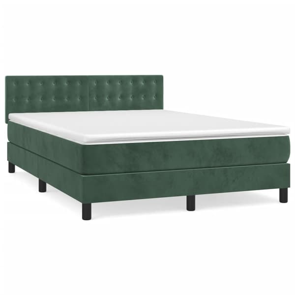 vidaXL Ramsäng med madrass mörkgrön 140x200 cm sammet Grön