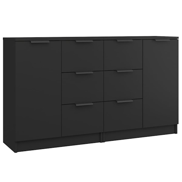 vidaXL Skänk 2 st svart 60x30x70 cm konstruerat trä Svart