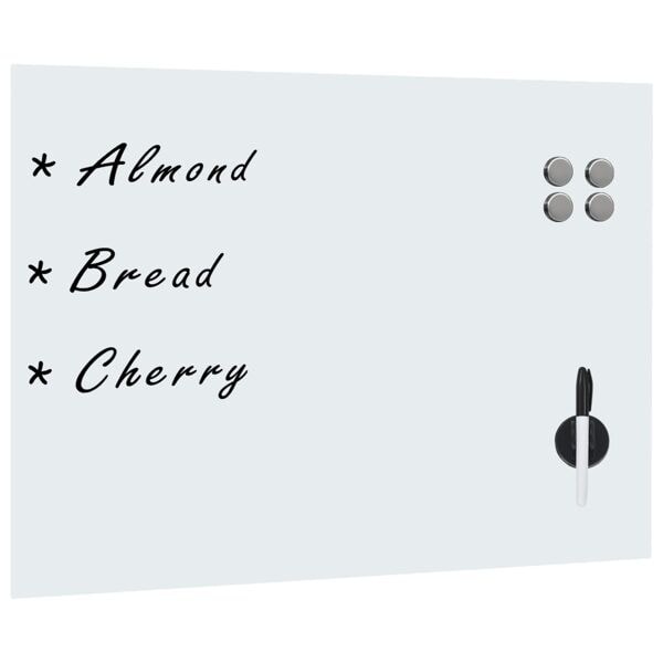 vidaXL Whiteboard magnetisk väggmonterad glas 80x60 cm Vit