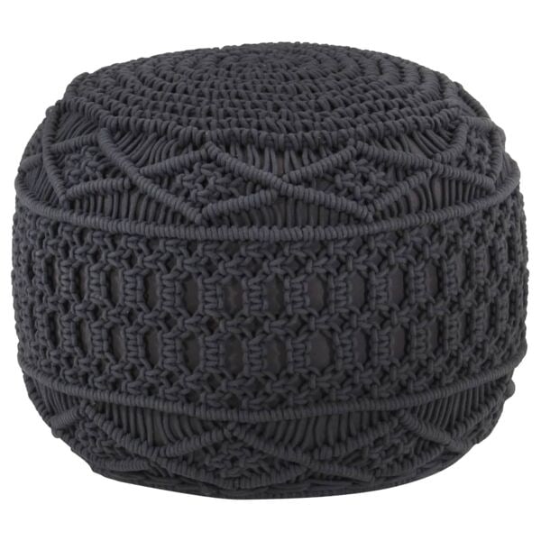vidaXL Handgjord sittpuff makramé antracit 45x30 cm bomull Antracit