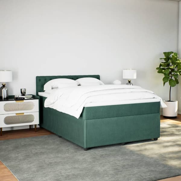 vidaXL Ramsäng med madrass mörkgrön 140x200 cm sammet Grön