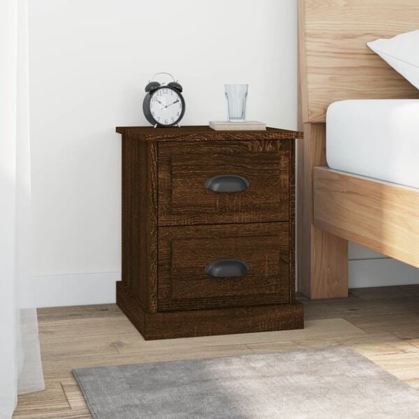 vidaXL Sängbord 2 st brun ek 39x39x47,5 cm konstruerat trä Brun