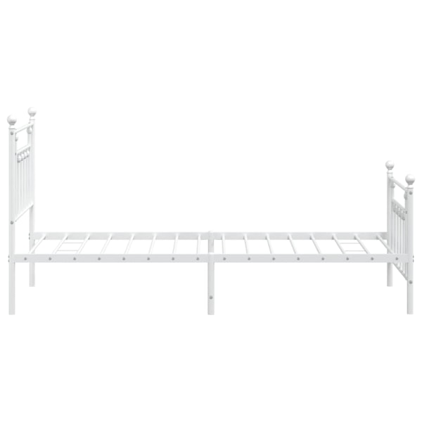 vidaXL Sängram med huvudgavel och fotgavel vit metall 90x190 cm Vit