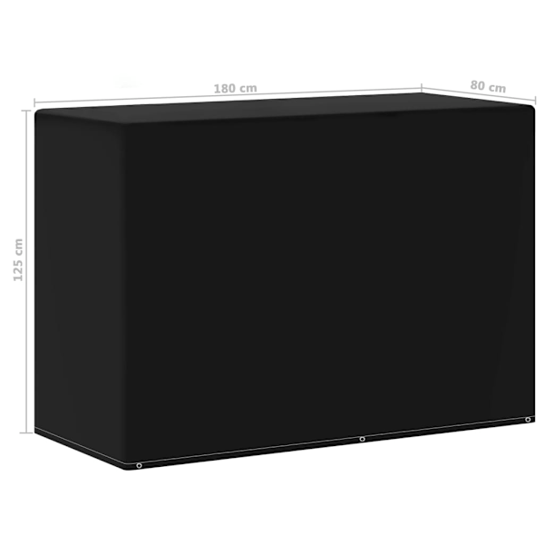 vidaXL Överdrag för trädgårdsmöbler/gasolgrill 6 öljetter 180x80x125cm Svart