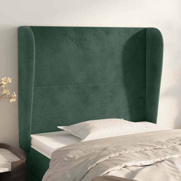 vidaXL Sänggavel med kanter mörkgrön 103x23x118/128 cm sammet Grön