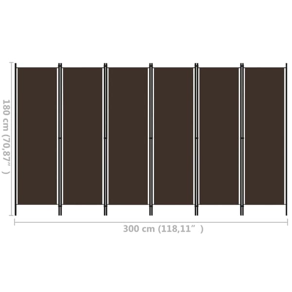 vidaXL Rumsavdelare 6 paneler brun 300x180 cm Brun