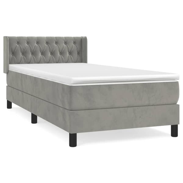 vidaXL Ramsäng med madrass ljusgrå 100x200 cm sammet Grå