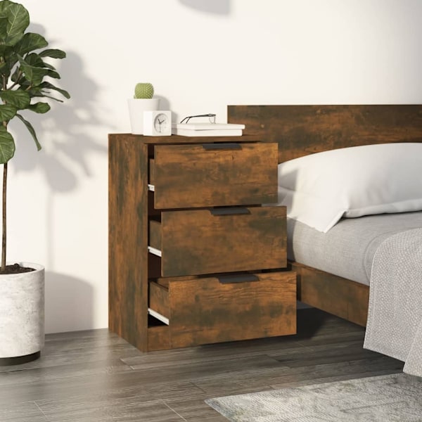 vidaXL Sängbord 2 st rökfärgad ek 40x36x65 cm Brun