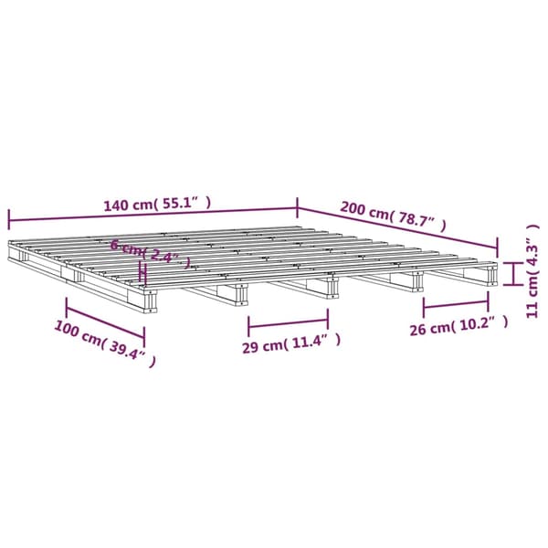 vidaXL Pallsäng vit 140x200 cm massiv furu Vit