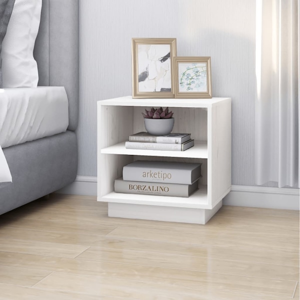 vidaXL Sängbord 2 st vit 40x34x40 cm massiv furu Vit
