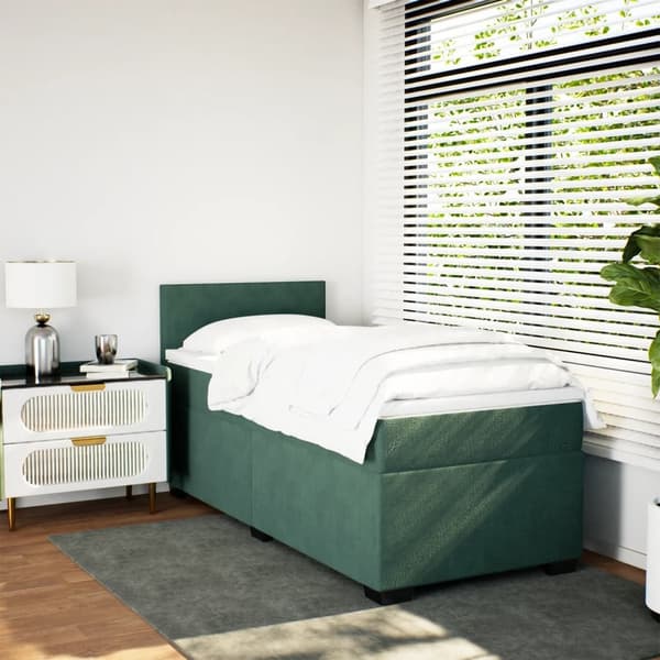 vidaXL Ramsäng med madrass mörkgrön 100x200 cm sammet Grön