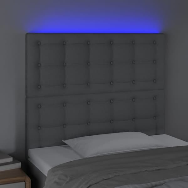 vidaXL Sänggavel LED ljusgrå 80x5x118/128 cm tyg Grå