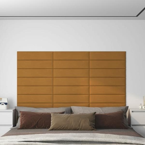 vidaXL Väggpaneler 12 st brun 60x15 cm sammet 1,08 m² Brun