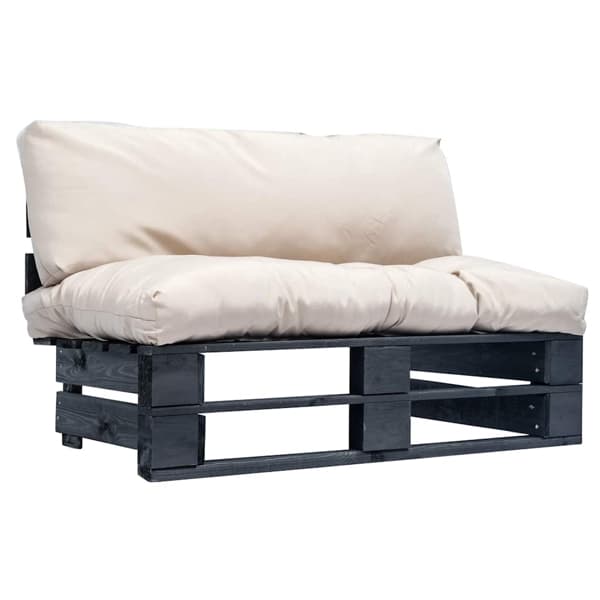 vidaXL Pallsoffa med sandfärgade dynor furu Beige