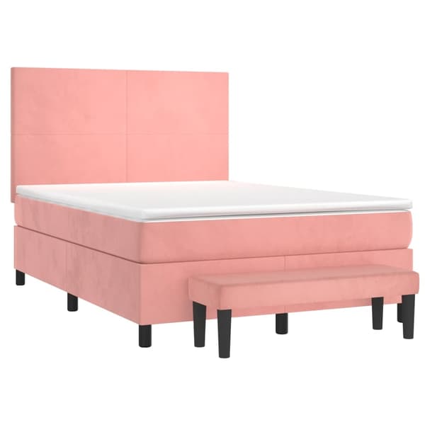 vidaXL Ramsäng med madrass rosa 140x190 cm sammet Rosa