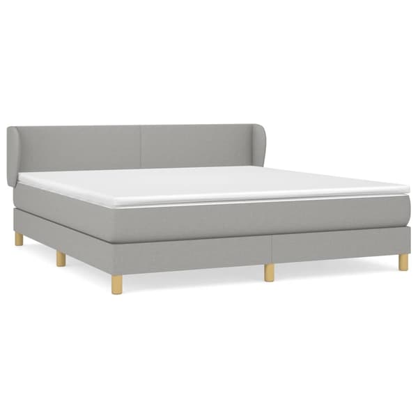 vidaXL Ramsäng med madrass ljusgrå 180x200 cm tyg Grå