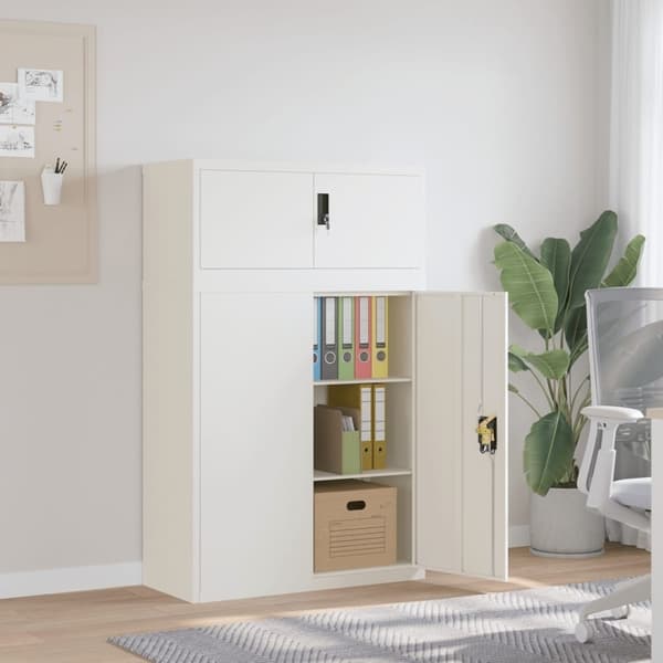 vidaXL Dokumentskåp vit 90x40x145 cm stål Vit