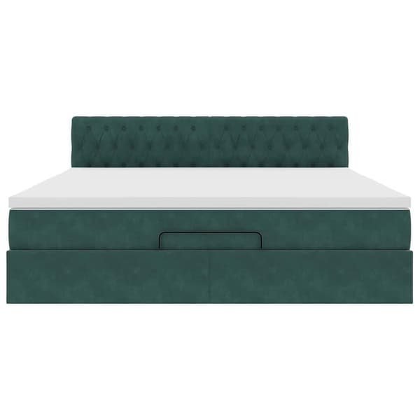 vidaXL Ottoman sängram med madrass mörkgrön 160x200 cm sammet Grön