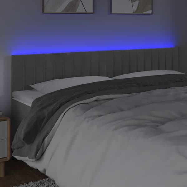 vidaXL Sänggavel LED ljusgrå 180x5x78/88 cm sammet Grå