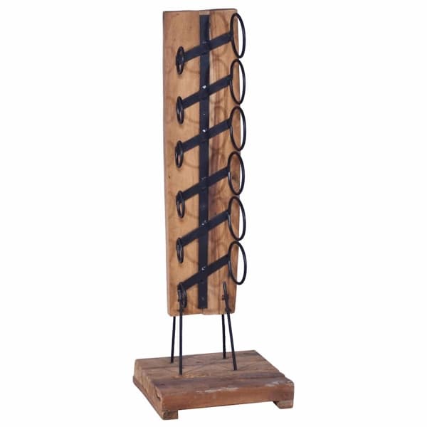 vidaXL Vinställ för 6 flaskor 35x35x100 cm massiv teak Brun