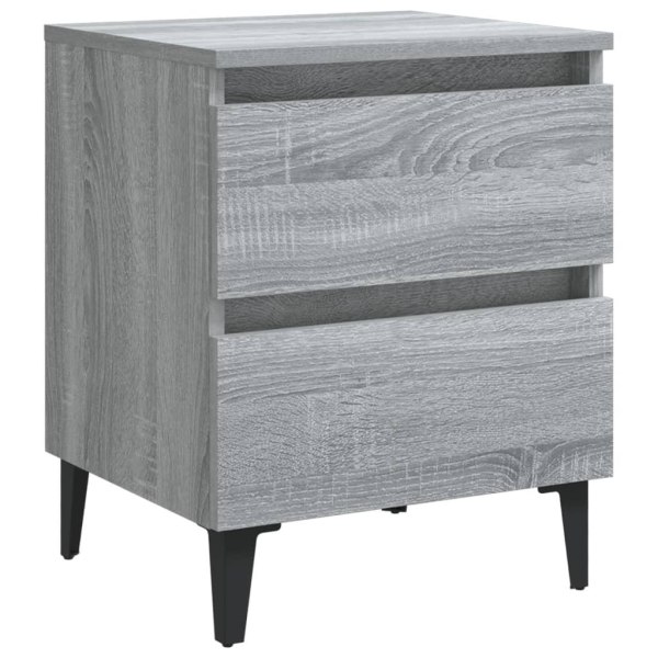 vidaXL Sängbord med metallben grå sonoma 40x35x50 cm grå